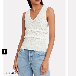 Ronny Kobo white stretch knit tank top